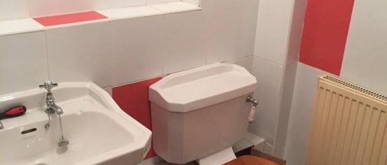 Red & White Bathroom